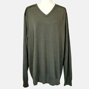 NWOT Calvin Klein V-Neck Shoulder Patch Sweater - 2XL - Olive Green